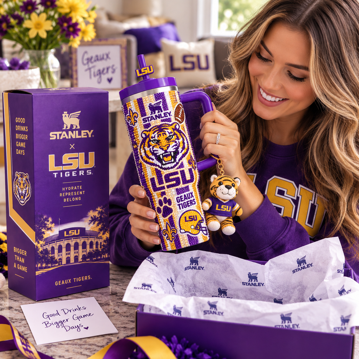 LSU 40oz Tumbler With Handle TTNL
