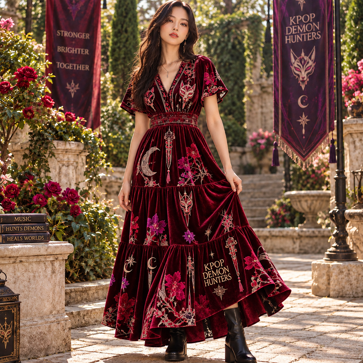 KDH Premium Embroidered Velvet Maxi Dress PTKL