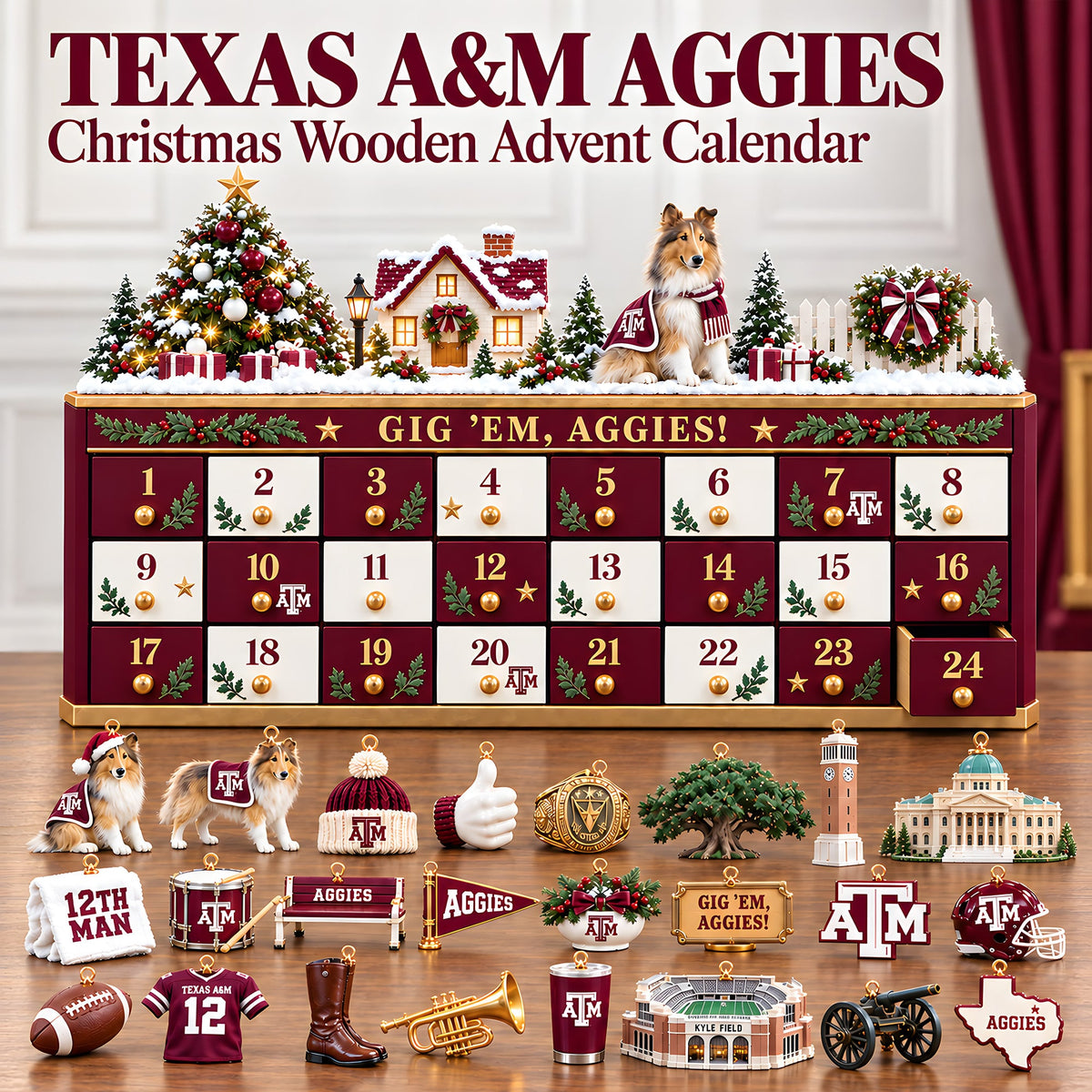 Premium TAMA Christmas Wooden Advent Calendar PVNA