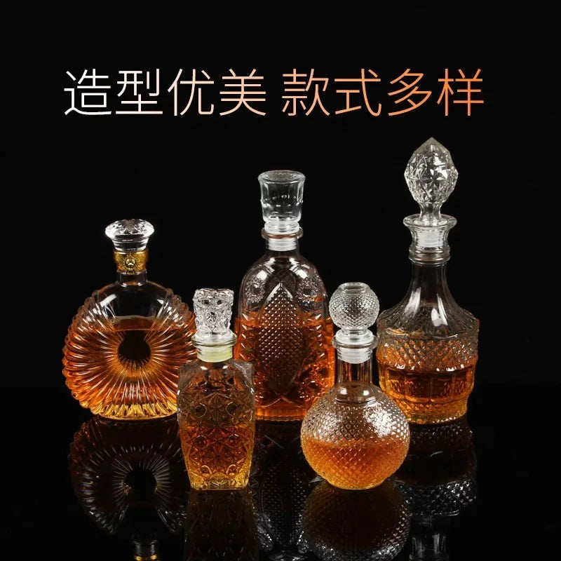 High-grade Transparent Glass Wine Bottle Whisky Dispenser 250-1000ml Creative Red Wine Bottle for Liquor Scotch Bourbon