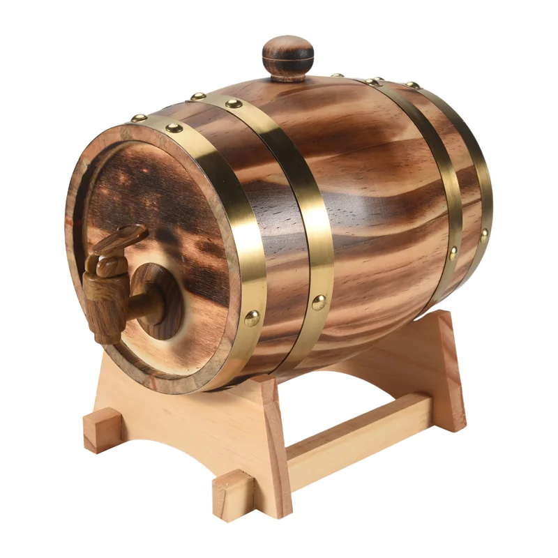 Oak Barrel, 1.5 L / 3 L Oak Storage Barrel Built-In Foil Liner To Store Your Own Whiskey, Beer, Wine, Bourbon, Brandy-AC17